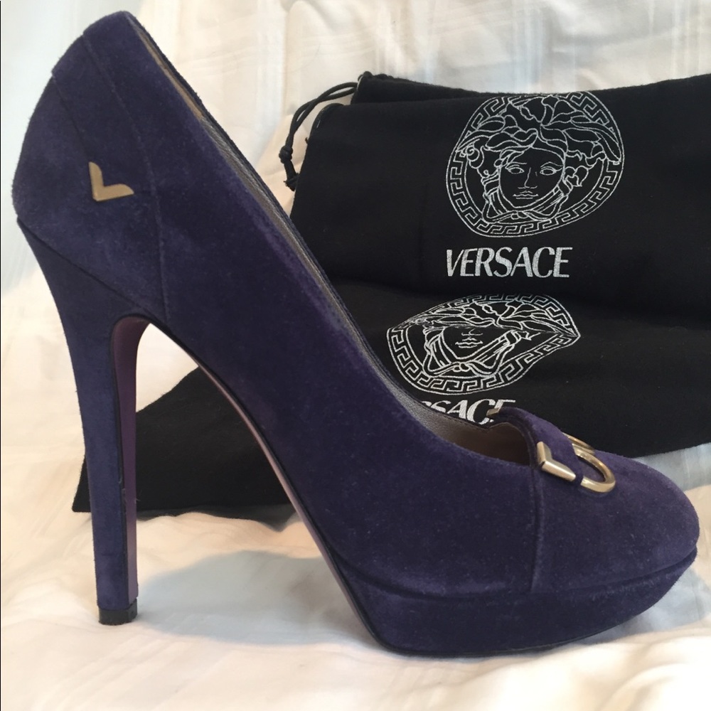 Versace authentic swede platform pump